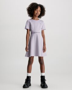 Сиреневое платье для девочки с короткими рукавами Calvin Klein, сиреневый