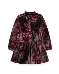 Бархатное платье-рубашка для девочки Pan con Chocolate, бордо