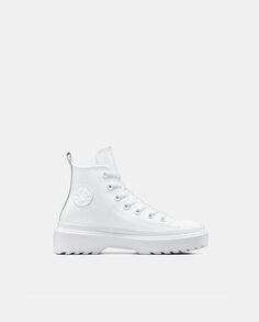 Высокие кожаные повседневные кроссовки на платформе Converse Chuck Taylor All Star с проушинами и подъемной платформой для девочек Converse, белый