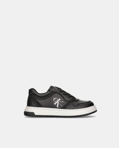 Низкие кроссовки в форме корзинки для мальчика с логотипом и шнуровкой Calvin Klein, черный