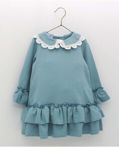 Платье-свитшот из ткани для девочки цвета бензина Foque, синий