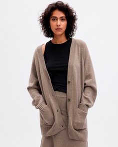 Женский вязаный свитер с V-образным вырезом Gap, коричневый