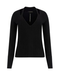Женский вязаный свитер с вырезами Guess, черный