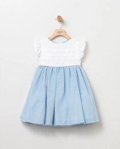 Детское сине-белое платье с короткими рукавами Coco Acqua, синий