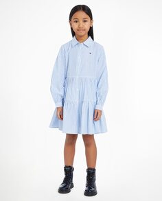 Платье-рубашка для девочки с длинными рукавами Tommy Hilfiger, синий