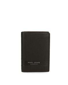 Мужской вертикальный кожаный кошелек Basingstoke с черным портмоне для монет Pepe Jeans, черный