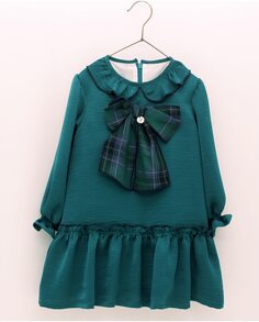 Струящееся платье для девочки бутылочно-зеленого цвета Foque, темно-зеленый