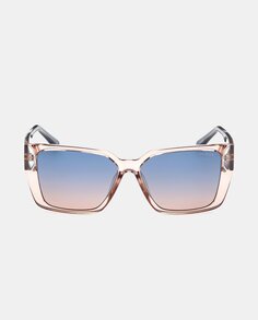 Квадратные солнцезащитные очки полупрозрачного бежевого цвета с контрастными дужками Guess, бежевый