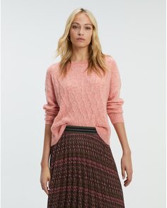 Женский плетеный свитер с круглым вырезом Paz Torras, розовый