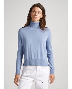 Женский свитер с высоким воротником и ажурными деталями Pepe Jeans, светло-синий