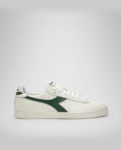 Белые кожаные кроссовки унисекс с зеленым логотипом Diadora Sportswear, белый