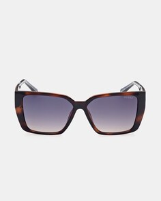 Квадратные солнцезащитные очки цвета гаваны с контрастными дужками Guess, коричневый