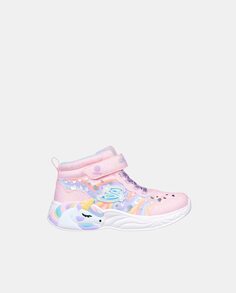 Высокие кроссовки для девочек S Lights Unicorn с подсветкой Skechers, розовый