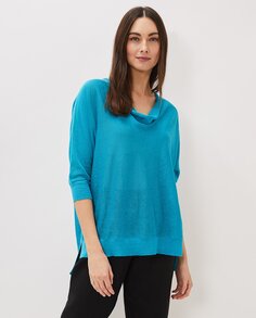 Женский льняной свитер с французскими рукавами Phase Eight, синий