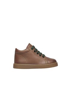 Кожаные кроссовки для мальчика со шнурками Naturino, коричневый
