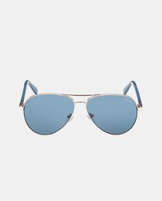 Солнцезащитные очки-авиаторы унисекс золотого и синего цвета с металлическим эффектом Guess, золотой