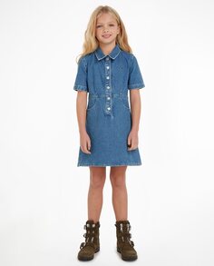 Платье для девочки с воротником и короткими рукавами Tommy Hilfiger, темно-синий