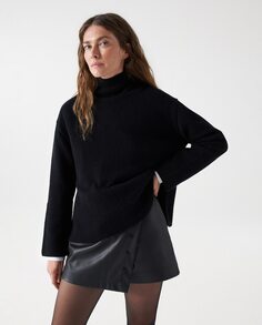 Женский шерстяной свитер с высоким воротником Salsa Jeans, черный