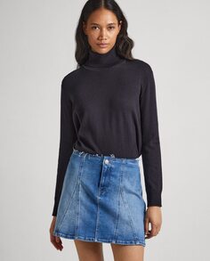 Женский свитер с высоким воротником и ажурными деталями Pepe Jeans, черный
