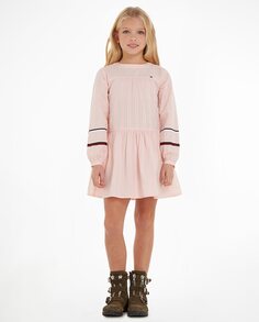 Платье для девочки с круглым вырезом и длинными рукавами Tommy Hilfiger, розовый