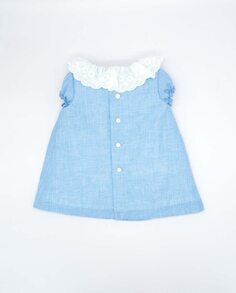 Хлопковое платье для девочки с рюшным воротником Fina Ejerique, синий