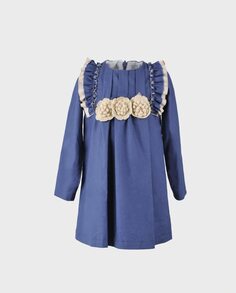 Голубое платье для девочки с рюшами La Ormiga, синий