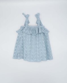 Ажурное хлопковое платье для девочки на бретелях Fina Ejerique, синий