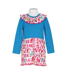 Платье для девочки в сочетании с плиссированным логотипом AGATHA RUIZ DE LA PRADA, синий