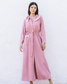 Женский вязаный халат с круглым вырезом и кружевом Diseño2, розовый