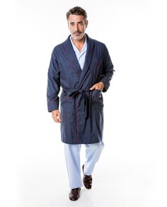 Короткий мужской халат темно-синего цвета Wickett Jones, темно-синий