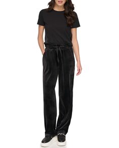 Простые и широкие женские повседневные брюки DKNY, черный