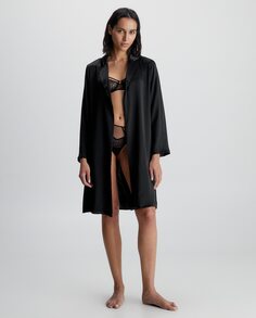 Женский шелковый халат Calvin Klein, черный
