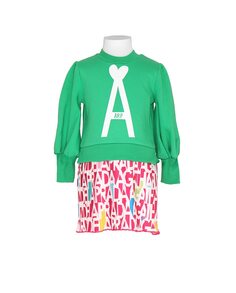 Платье для девочки в сочетании с плиссированным логотипом AGATHA RUIZ DE LA PRADA, зеленый