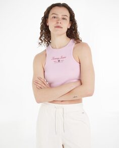 Женский приталенный топ без рукавов Tommy Jeans, светло-розовый