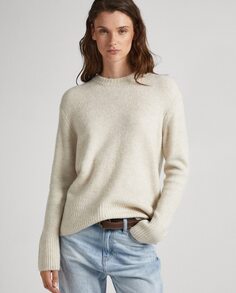 Женский укороченный свитер с круглым вырезом Pepe Jeans, кремовый