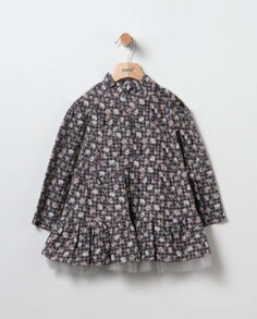 Детское платье с цветочным узором - Cinzento Coco Acqua, темно-серый