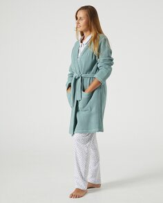 Женский длинный халат без воротника с длинными рукавами Kiff-Kiff, зеленый