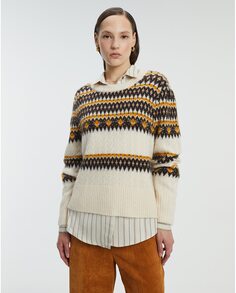 Женский свитер с круглым вырезом и длинными рукавами Andam, бежевый