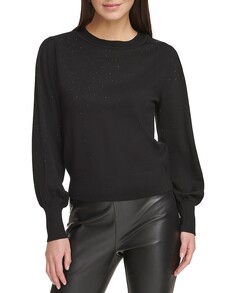 Свободный женский свитер с круглым вырезом DKNY, черный