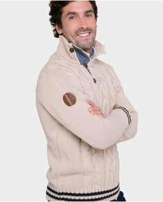 Бежевый мужской свитер с воротником на пуговицах Valecuatro, бежевый