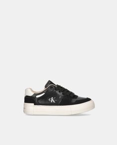 Низкие баскетбольные кроссовки для девочек с логотипом сбоку и объемной подошвой Calvin Klein, черный