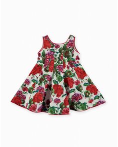 Платье для девочки с цветочным принтом и годеками Pan con Chocolate, мультиколор