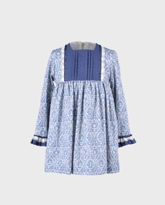 Голубое платье для девочки с рюшами La Ormiga, светло-синий