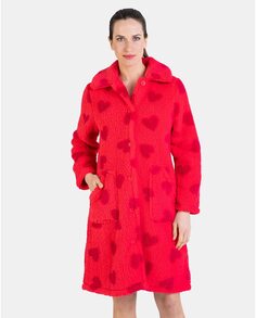 Длинный женский халат с застежкой на пуговицы Massana, красный