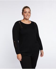Женский свитер с перфорированными краями и вырезом «лодочка» Fiorella Rubino, черный