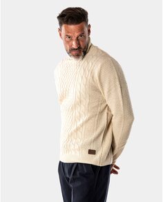 Мужской белый свитер с высоким воротником в стиле фэнтези Spagnolo, бежевый
