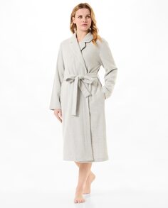 Длинный женский халат из шерстяной ткани с застежкой на пояс Lohe, серый