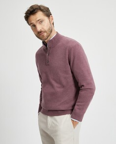 Мужской однотонный свитер из кашемировой шерсти с застежкой-молнией на половину длины Emidio Tucci, коричневый