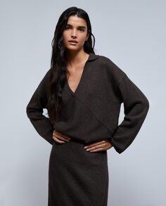 Коричневый женский свитер с V-образным вырезом Scalpers, коричневый