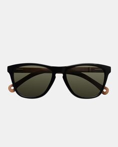 Квадратные солнцезащитные очки из переработанных материалов и бамбуковые дужки Parafina, черный